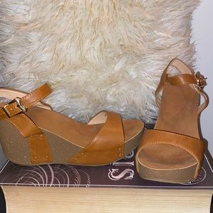 Tan wedge sandals